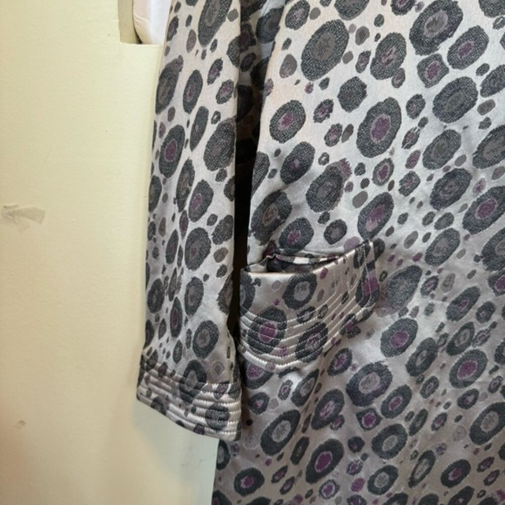 Samuel Dong NEW Trench Coat Metallic Texture Neutral Dress Pockets Jacket Animal - Picture 4 of 16